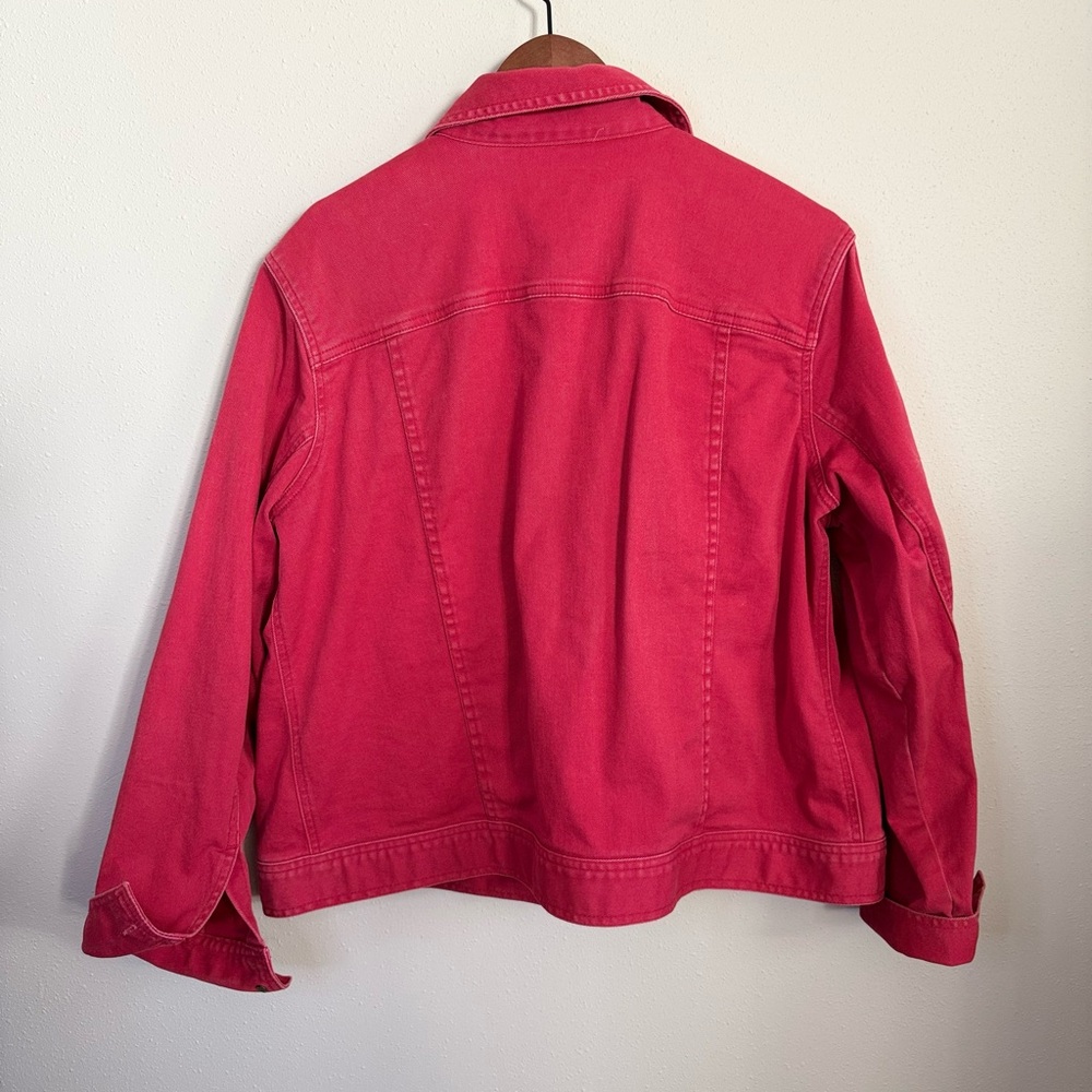 Ralph Lauren Red Denim Jacket Large Trucker Button Front Cotton Jean Jacket XL - Picture 5 of 11